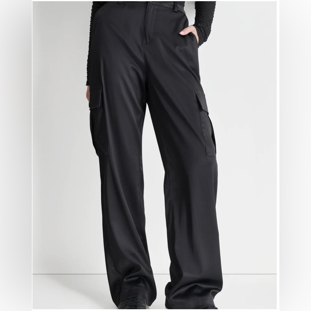 DKNY Black Cargo Wide Leg Pants
